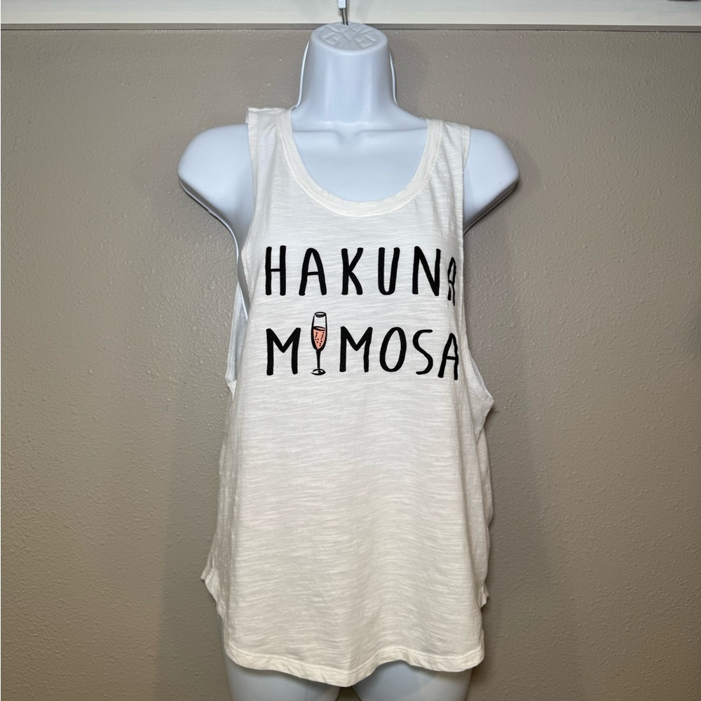 Popular Basics White “Hakuna Mimosa” Graphic Tank Top Size Medium